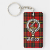 Porte-clés Wallace Clan Badge/Tartan Rectangle (Devant)