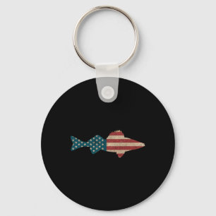 Porte-clés Walleye Fishing Drapeau américain Sauger Angling