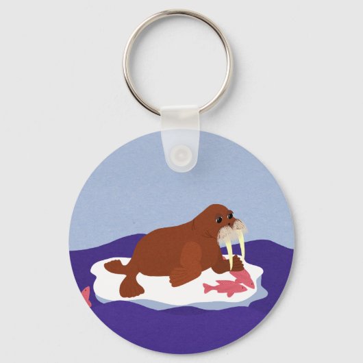Porte-clés Walrus sur Iceberg avec Poisson (Recto)