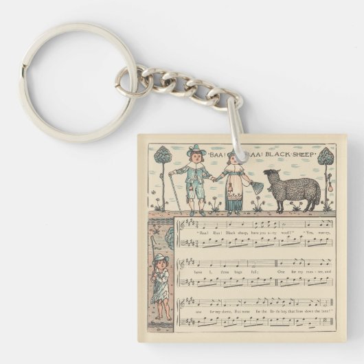 Porte-clés Walter Crane Baa Baa Mouton Noir Comptine (Devant)