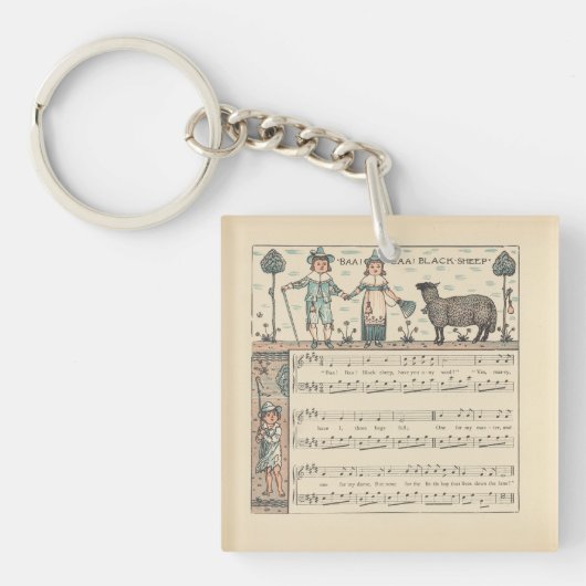 Porte-clés Walter Crane Baa Baa Mouton Noir Comptine (Devant)