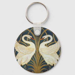 Porte-clés Walter Crane Vintage Cygne et Iris Art Nouveau