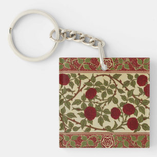 Porte-clés Walter Crane Vintage Rosamund Rouge Rose Florale A