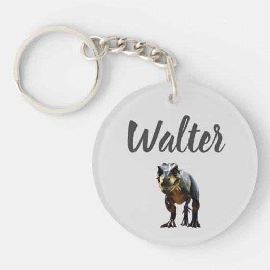 Porte-clés Walter Nom Avec T Rex Dinosaur, (Devant)