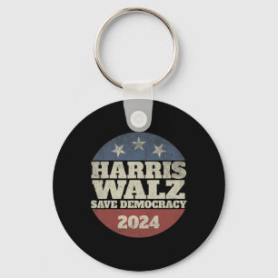 Porte-clés Waltz 2024 Save Democracy Shirt Retro Button Elect