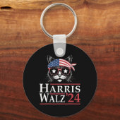 Porte-clés Walz 2024 Funny Cat Election Kamala Harris Tim Wal (Recto)