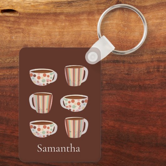 Porte-clés Warm Circle Pattern On Cups Of Coffee (Verso)