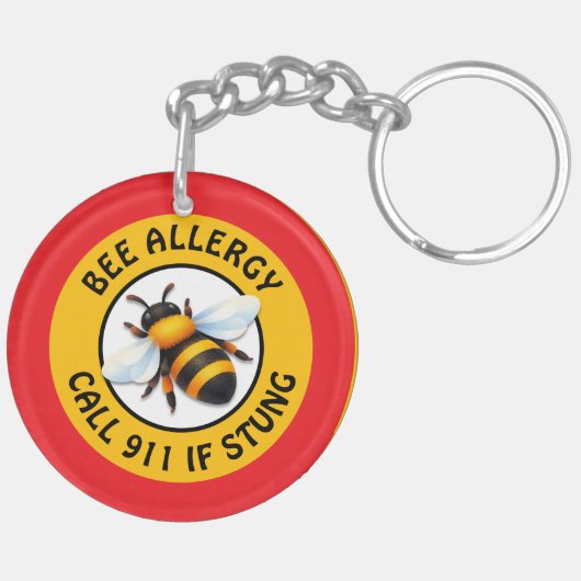 Porte-clés Warning Severe BEE Allergy Alert Button (Dos gauche)