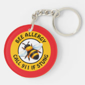 Porte-clés Warning Severe BEE Allergy Alert Button (Dos)