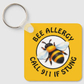 Porte-clés Warning Severe BEE Allergy Alert Button (Recto)