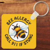 Porte-clés Warning Severe BEE Allergy Alert Button (Verso)