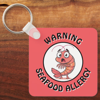 Porte-clés Warning Severe Seafood Allergy Alert Button