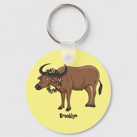Porte-clés Water buffalo with flowers (Recto)
