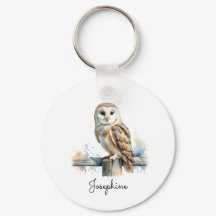Watercolor Barn Owl Elegant Personalized Name