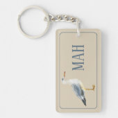 Porte-clés Watercolor Beach Seagull Monogram (Devant)