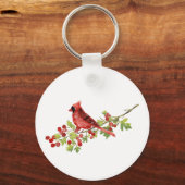 Porte-clés Watercolor Cardinal Bird on Berry Branch (Recto)