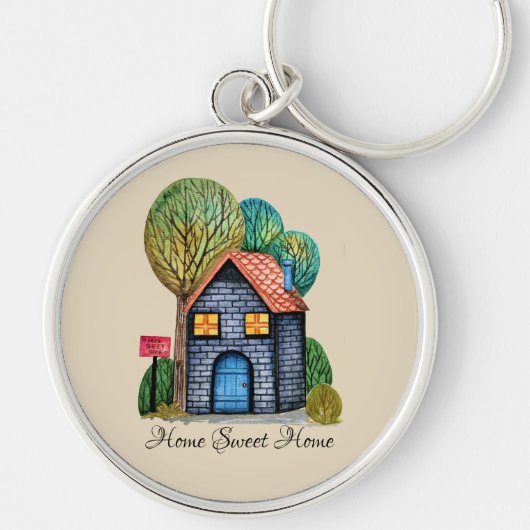 Porte-clés Watercolor cute Home Sweet Home Art (Devant)