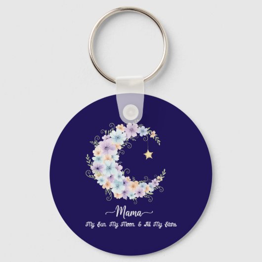 Porte-clés Watercolor Floral Moon Mama (Recto)
