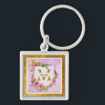 Porte-clés Watercolor Flower Gold Frame | Custom Name<br><div class="desc">Watercolor Flower Gold Frame | Custom Name Personalized Floral Gold Frame Keychain | Custom Name Watercolor Flower Keyring Gift. Carry a piece of elegance wherever you go with this stunning personalized floral keychain. This double-sided keyring features a delicate pink watercolor flower wreath set against a soft lavender backdrop, all beautifully...</div>
