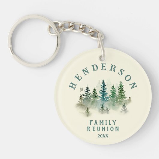 Porte-clés Watercolor PineTrees Family Reunion Button (Devant)