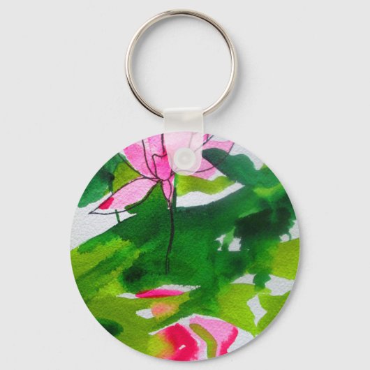 Porte-clés Waterlily abstract watercolour flower art (Recto)
