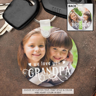 Porte-clés We Love You Grandpa 1-2 Photos Custom Color