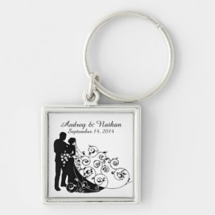 Porte-clés Wedding Day Silhouettes Personalized Key Chain
