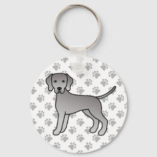 Porte-clés Weimaraner Chien Cute Cartoon Illustration & Paws