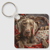 Porte-clés Weimaraner Chien Festif de Noël (Recto)