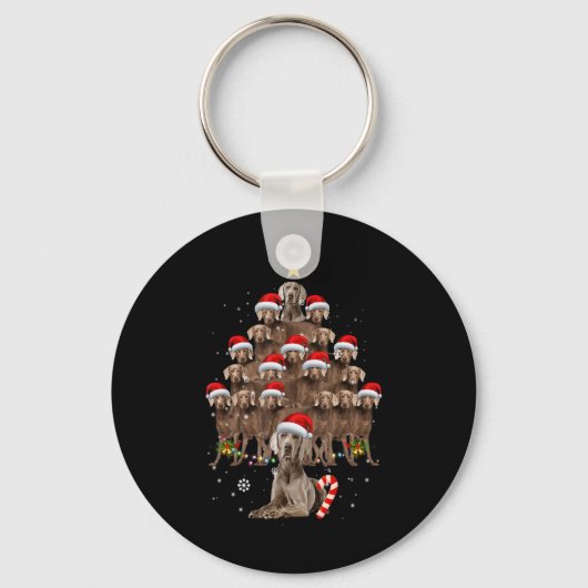 Porte-clés Weimaraner Dog Christmas Tree Lights Santa Hat Xma (Recto)