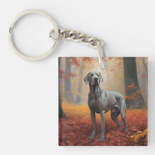 Porte-clés Weimaraner en automne Leaves automne Inspire (Devant)
