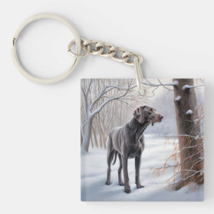 Porte-clés Weimaraner Laisser Neige Noël