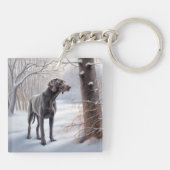 Porte-clés Weimaraner Laisser Neige Noël (Dos)