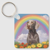 Porte-clés Weimaraner Memorial Custom Chien Nom Rainbow Bridg (Recto)