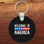 Porte-clés Welcome To America Patriotic Usa Flag New American (Recto)