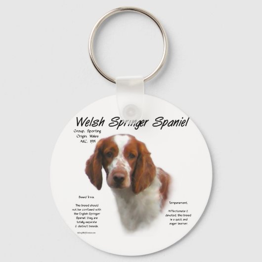 Porte-clés Welsh Springer espagnol histoire design (Recto)