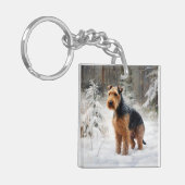 Porte-clés Welsh Terrier Qu'il neige Noël  (Devant gauche)