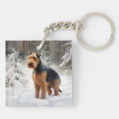 Porte-clés Welsh Terrier Qu'il neige Noël  (Dos)
