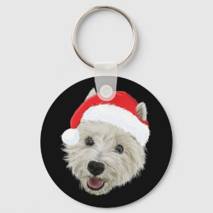 Porte-clés West Highland Terrier Noël Santa Hat