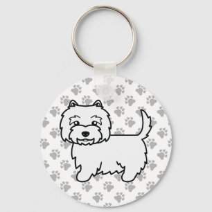 Porte-clés West Highland White Terrier Cartoon Chien & Paws