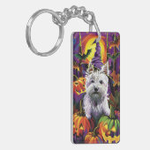 Porte-clés West Highland White Terrier Chien Halloween sorciè (Devant gauche)