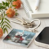 Porte-clés West Highland White Terrier Dog dans la neige Noël (Devant Droit)