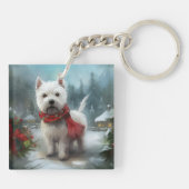 Porte-clés West Highland White Terrier Dog dans la neige Noël (Dos)