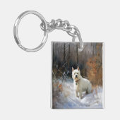 Porte-clés West Highland White Terrier Laissons neiger Noël (Devant gauche)