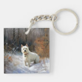 Porte-clés West Highland White Terrier Laissons neiger Noël (Dos)