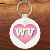 Porte-clés West Virginia Pink Fade Heart - J'aime WV (Recto)