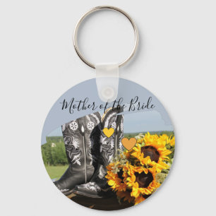 Porte-clés Western Boots tournesol Mariage rustique