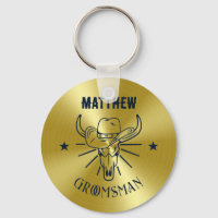 Western Cowboy Bull Skull Logo Gold Navy Groomsmen