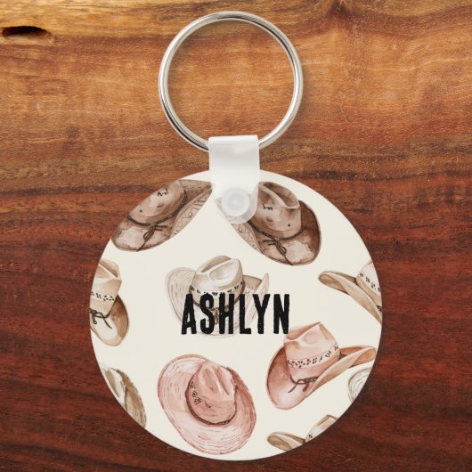 Porte-clés Western Cowgirl Pink Casquettes Brown (Recto)