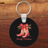 Porte-clés Western Howdy Christmas Cowgirl Boot Coquette Bow (Recto)